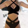 Bikini Sets * | Emmiol Black Criss Cross Bandage Bikini Set