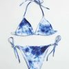 Bikini Sets * | Emmiol Tie-Dye Hanging Neck Lace Up Triangle Bikini