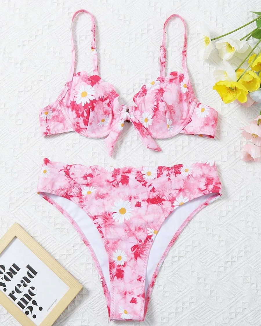 Bikini Sets * | Emmiol Chrysanthemum Bikini Swimsuit