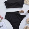 Bikini Sets * | Emmiol Strapless Solid Rib Bikini Set