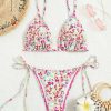 Bikini Sets * | Emmiol Lace Up Dainty Floral Bikini Set