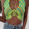 Bikini Tops * | Emmiol Color Block Crochet Hollow Halter Bikini Top