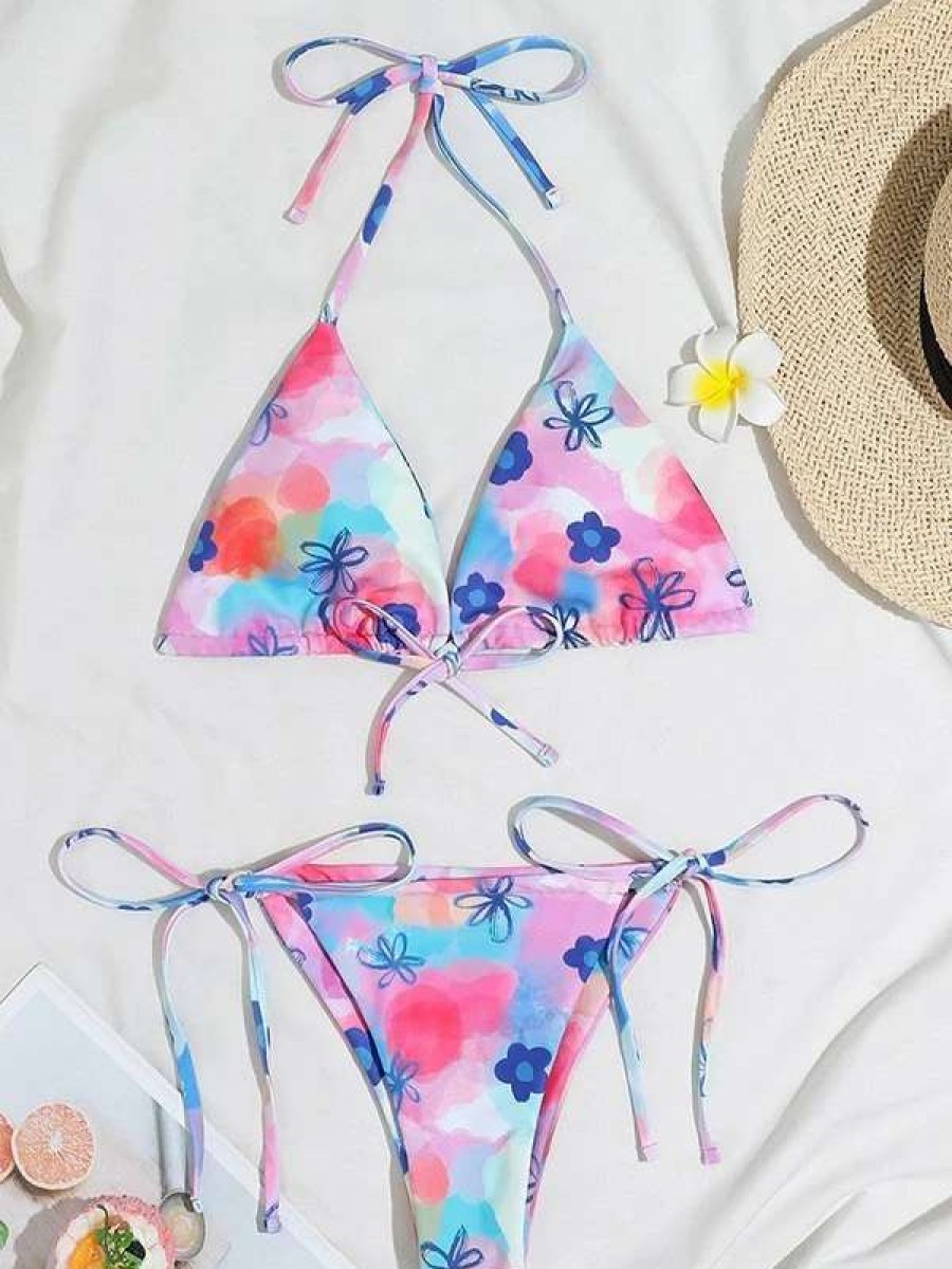 Bikini Sets * | Emmiol Tie Dye Floral Bikini Set