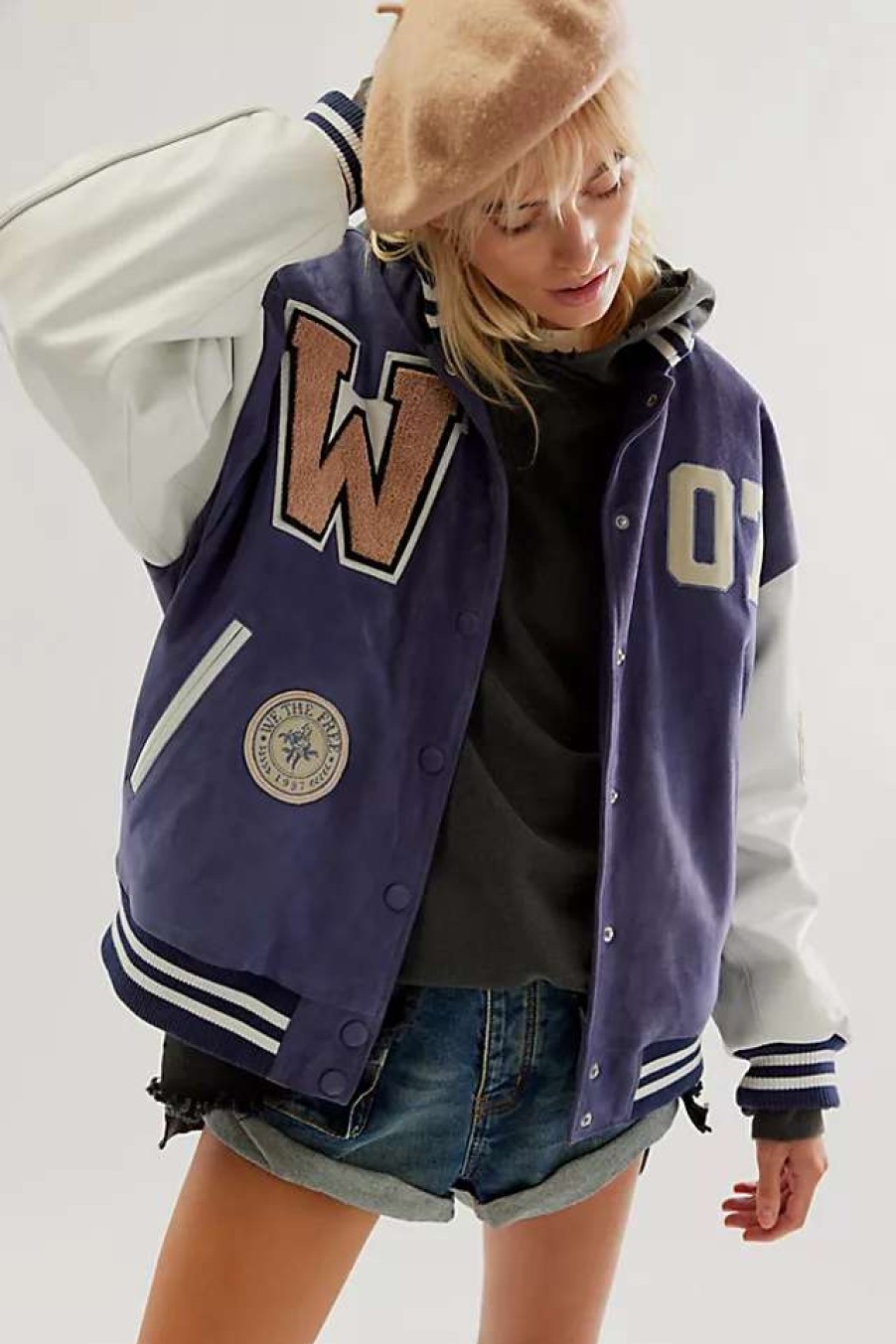 Jackets * | We The Free Jackie Varsity Jacket