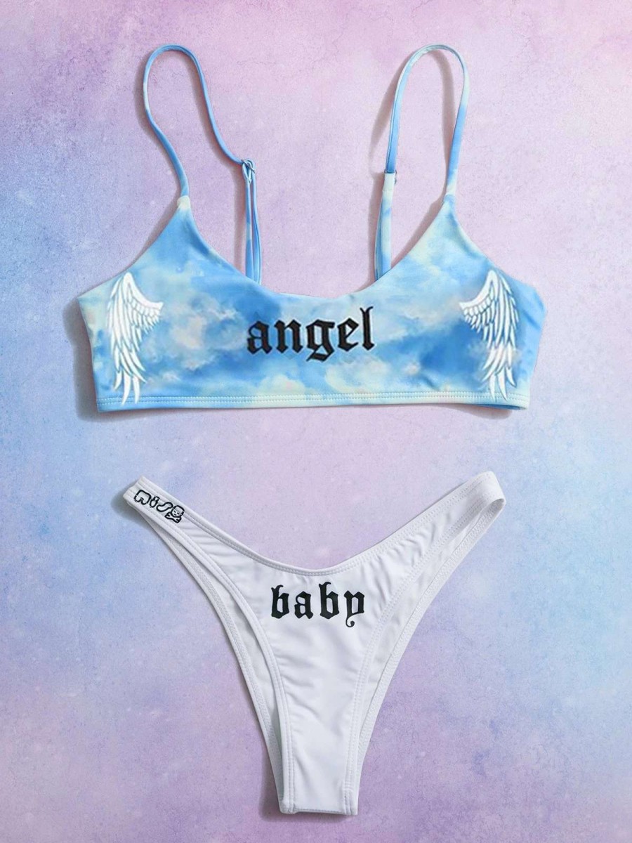 Bikini Sets * | Emmiol Tie-Dye Angel Baby Bikini Set