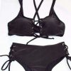 Bikini Sets * | Emmiol Tie Adjust Sexy Black Bikini