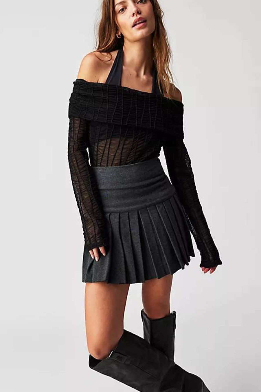 Skirts * | Norma Kamali Pleated Mini Skirt