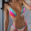 Bikini Sets * | Emmiol Printed Color Block Halter Bikini Set