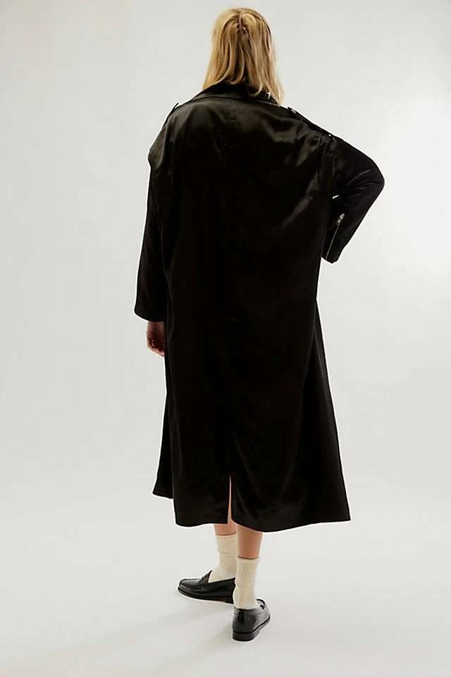 Jackets * | Free People Satin Moto Trench