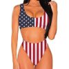 Bikini Sets * | Emmiol Star And Stripe Print Vest High Waist Bikini