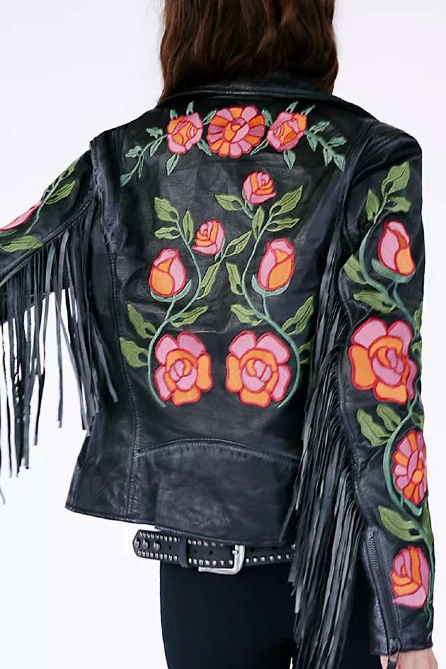 Jackets * | Mauritius Leather Fp X Mauritius Crissy Floral Fringe Jacket