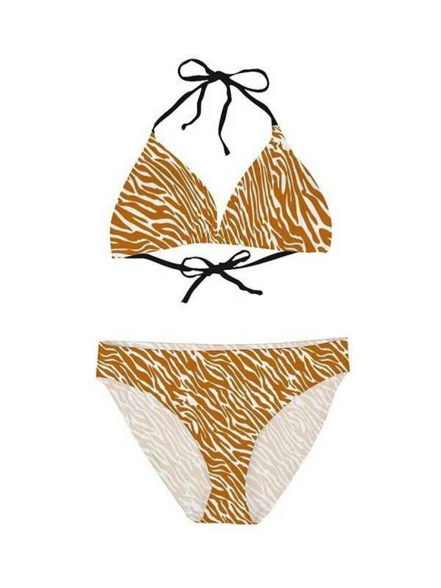 Bikini Sets * | Emmiol Zebra Striped Halter Bikini Set