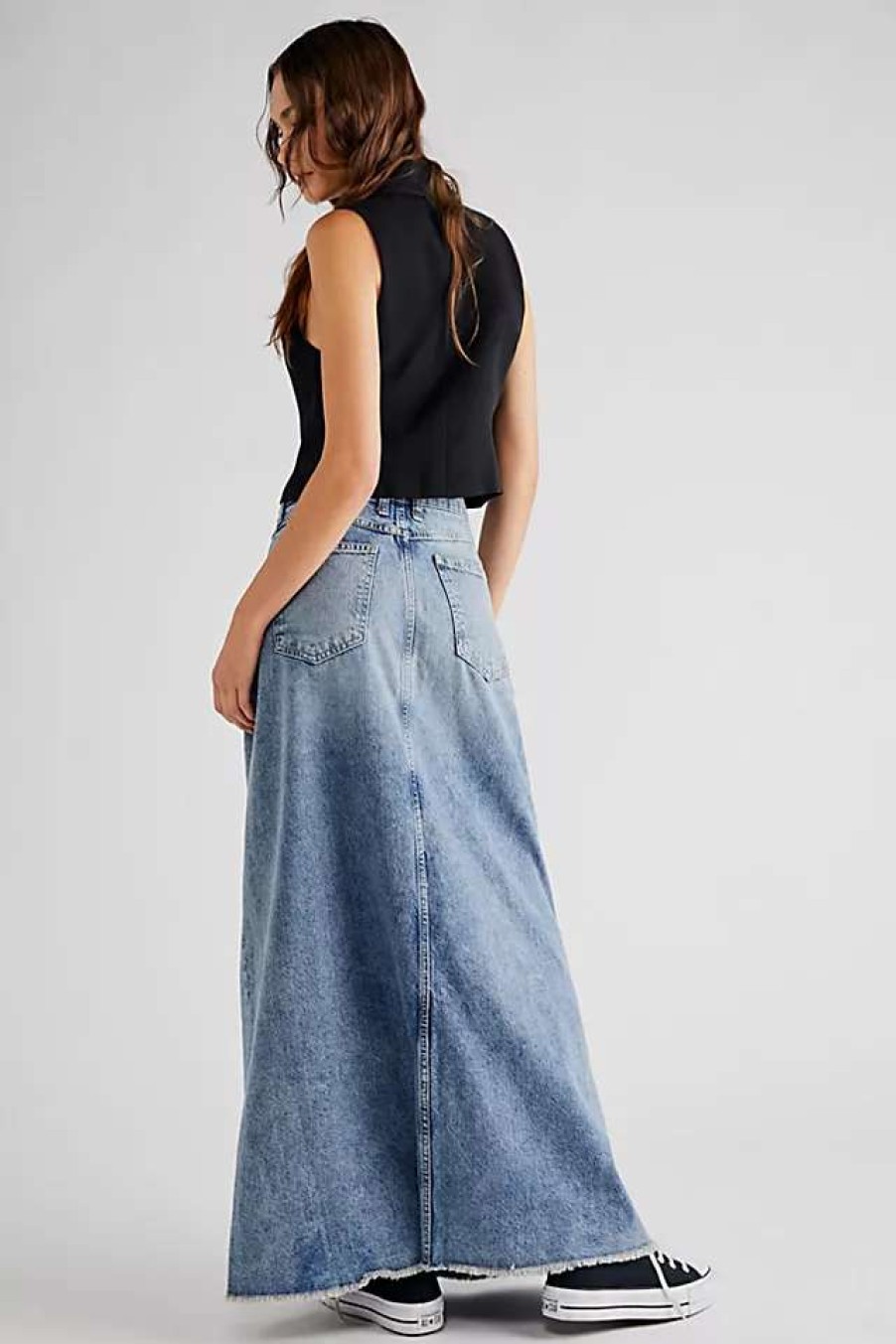 Skirts * | We The Free Come As You Are Denim Maxi Skirt