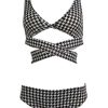 Bikini Sets * | Emmiol Criss Cross Houndstooth Bikini Set