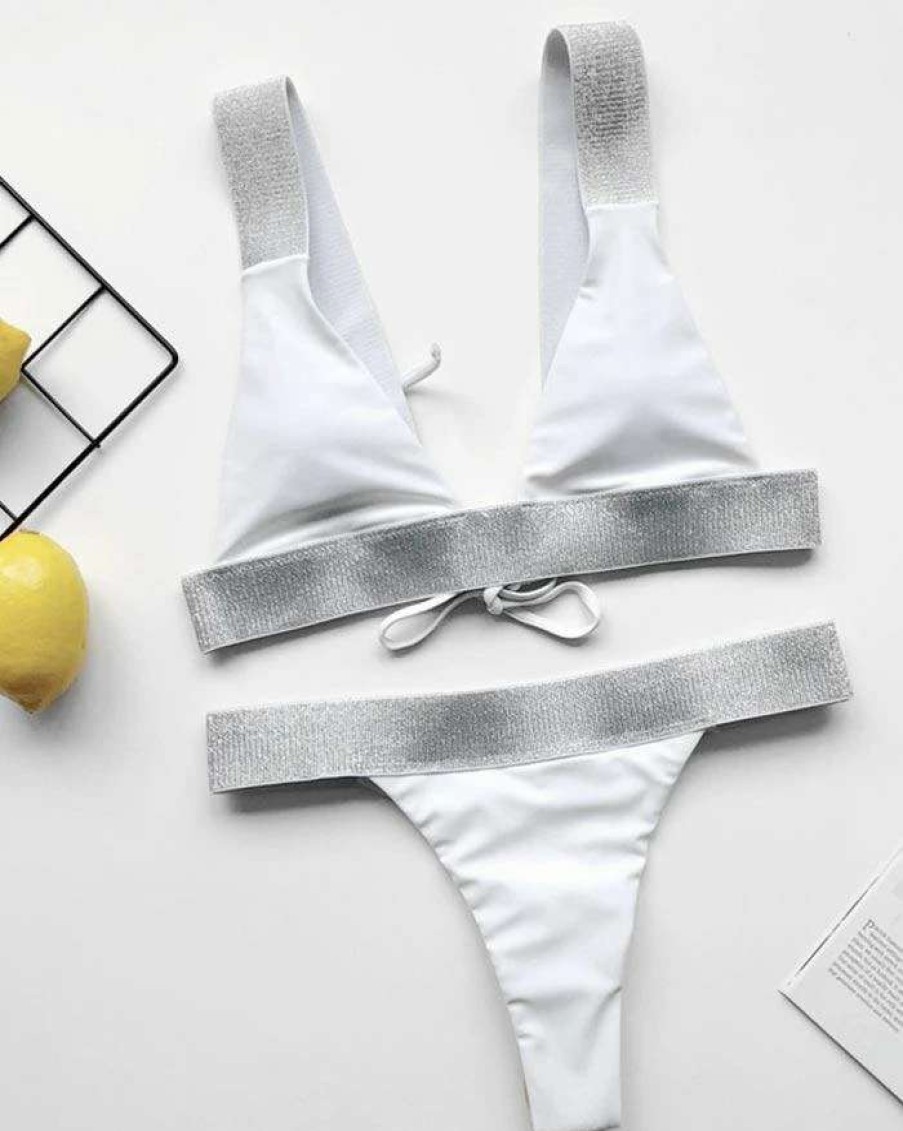 Bikini Sets * | Emmiol Silver Wire Lace Up Triangle Bikini