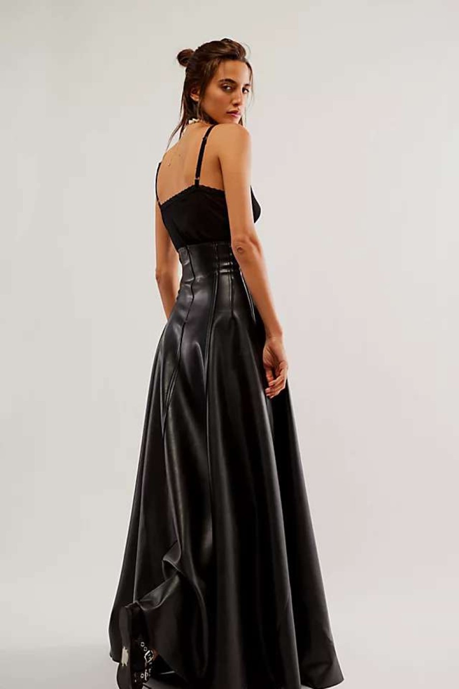 Skirts * | Norma Kamali Vegan Leather Long Grace Skirt