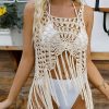 Cover-Ups * | Emmiol Fringe Detail Crochet Hollow Cover Up