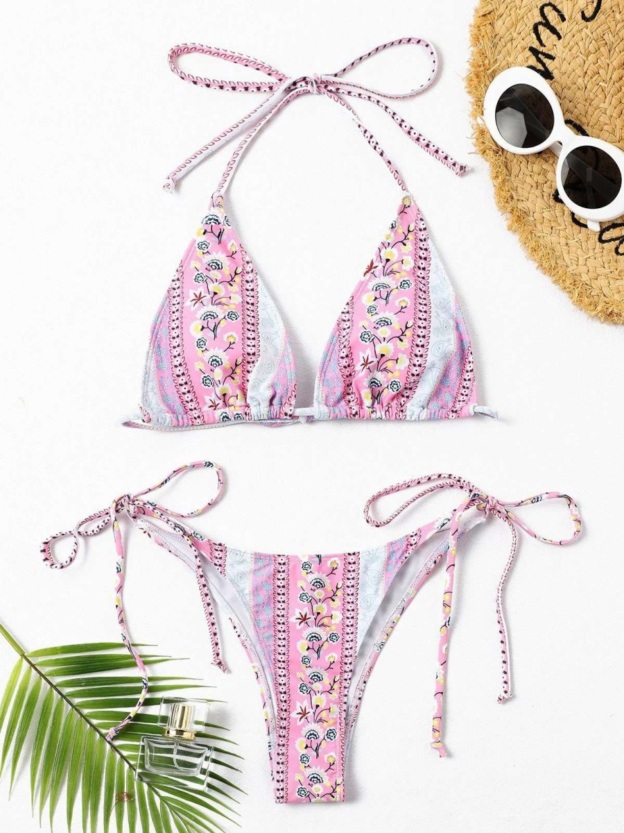 Bikini Sets * | Emmiol Triangle Tribal Print Bikini Swimsuit