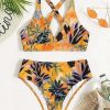 Bikini Sets * | Emmiol Cross Back Leaf Print Bikini Set