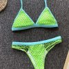 Bikini Sets * | Emmiol Polyester Solid Color Fishing Grid Split Sexy Bikini