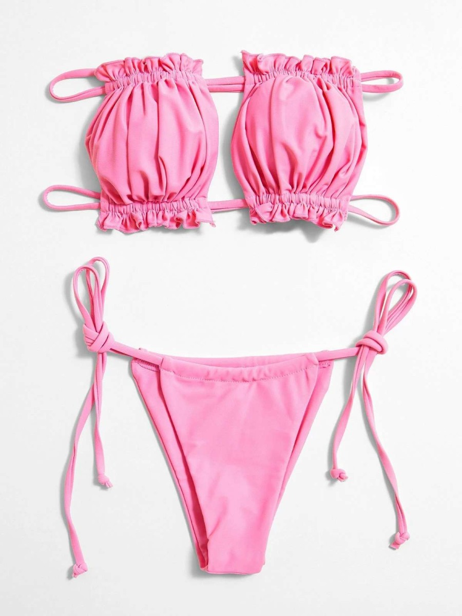 Bikini Sets * | Emmiol Smocked Bandeau Bikini Set