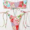 Bikini Sets * | Emmiol Patchwork Floral Strapless Bikini Set