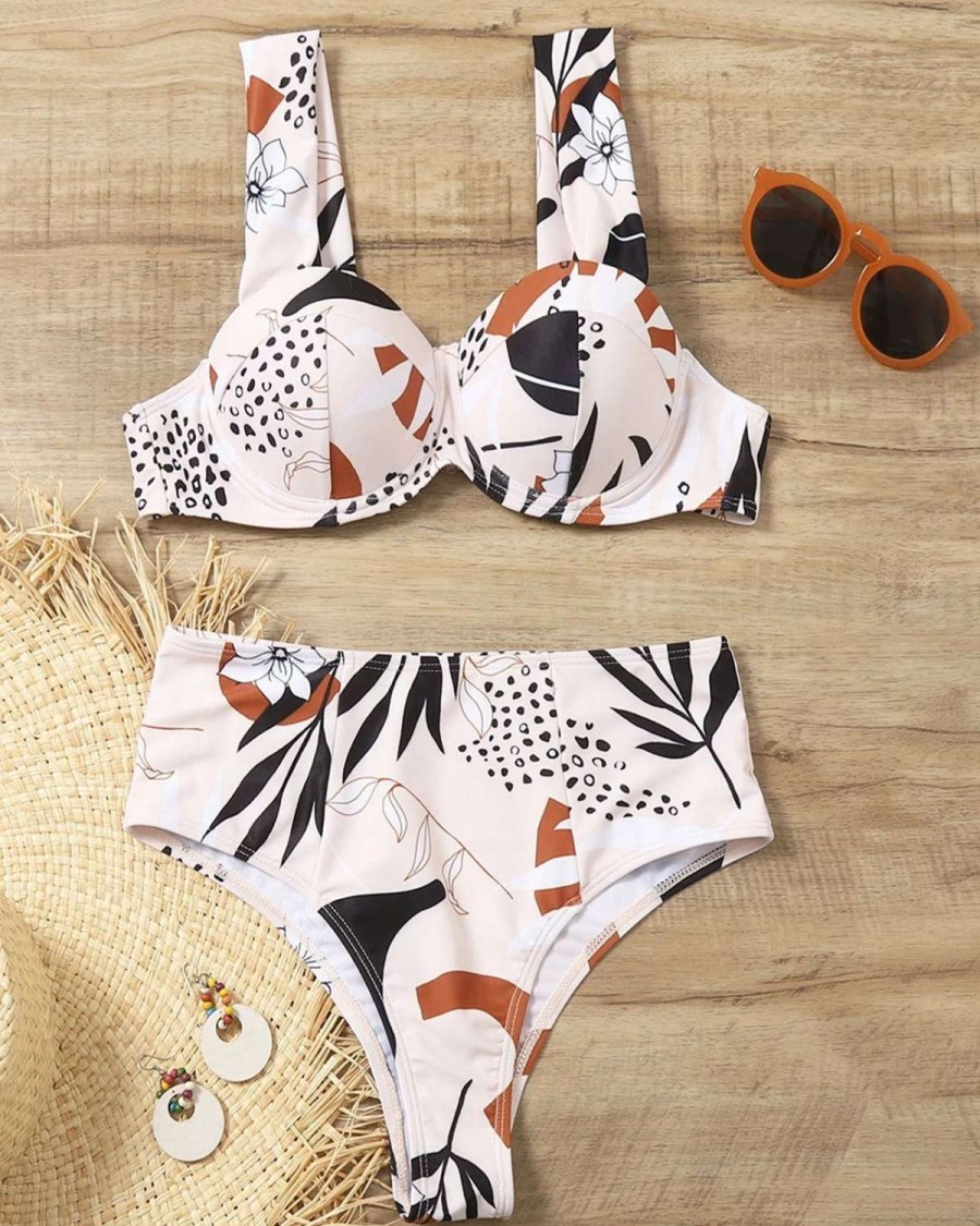 Bikini Sets * | Emmiol Shaping Printing Bikini Swimsuit