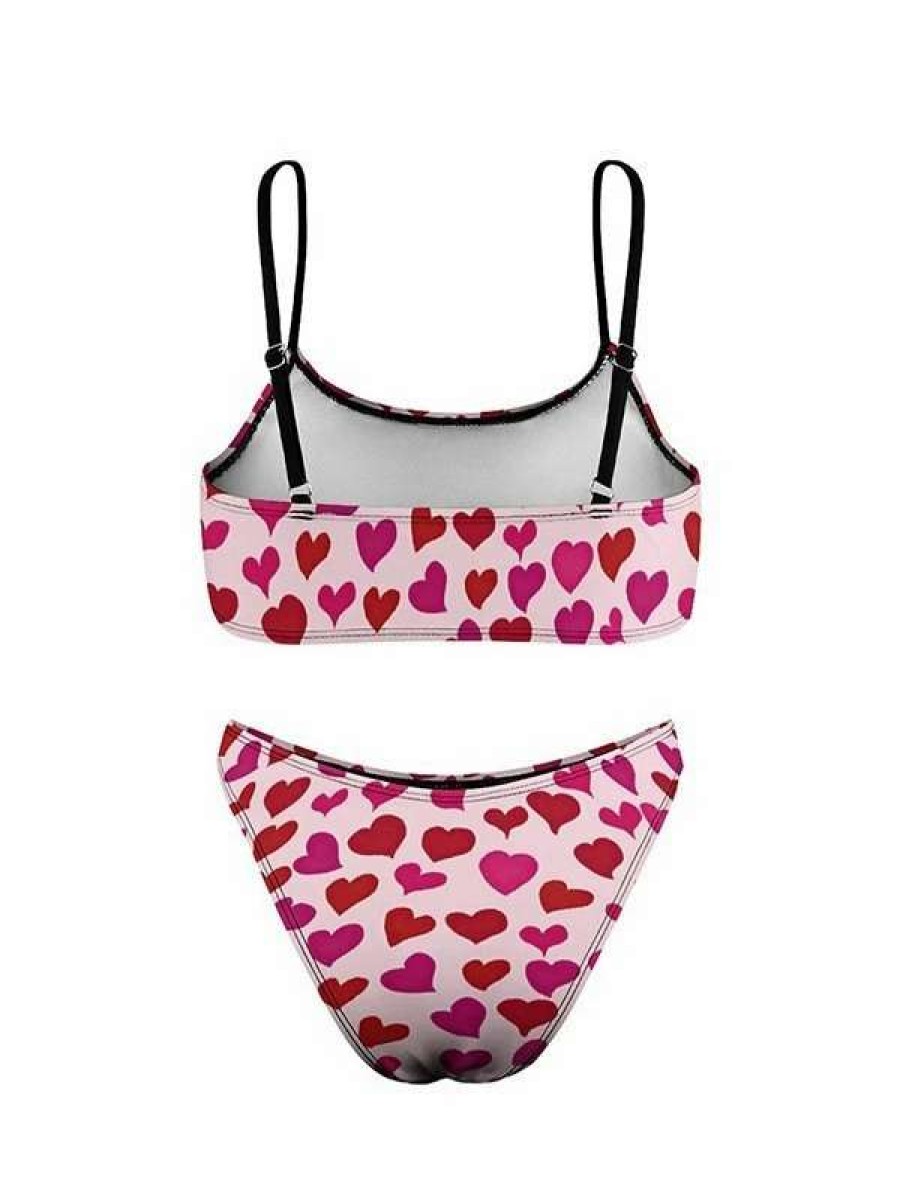 Bikini Sets * | Emmiol Allover Heart Spaghetti Strap Bikini Set