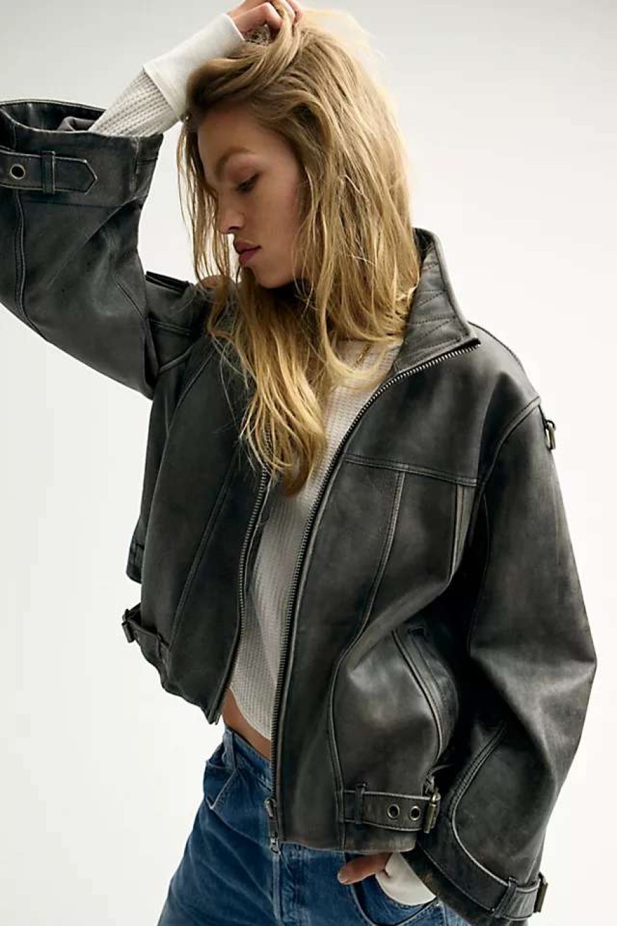 Jackets * | We The Free Skyline Leather Jacket