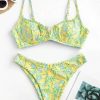 Bikini Sets * | Emmiol Flower Print Split Triangle Bikini