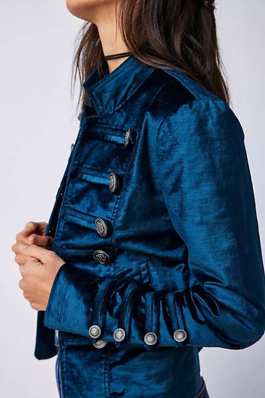 Jackets * | Free People Velvet Military Jacket