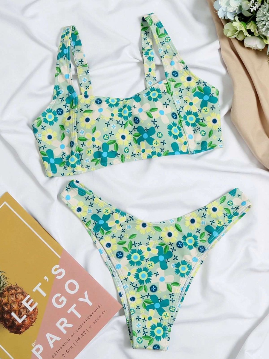 Bikini Sets * | Emmiol Floral Pattern Bikini Swimsuit