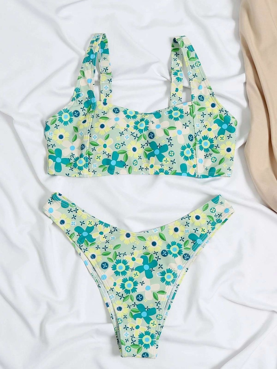 Bikini Sets * | Emmiol Floral Pattern Bikini Swimsuit