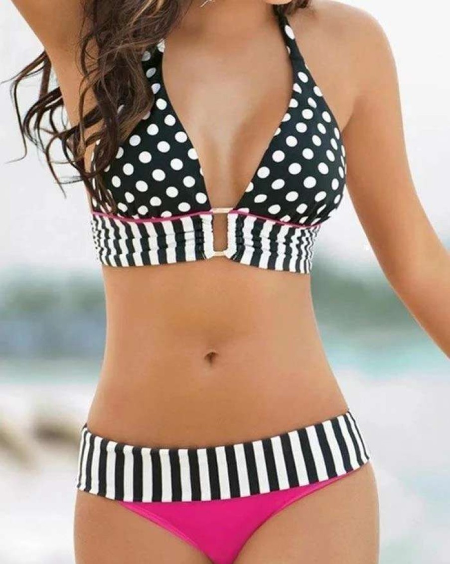 Bikini Sets * | Emmiol Sexy Polka Dot Triangle Bikini