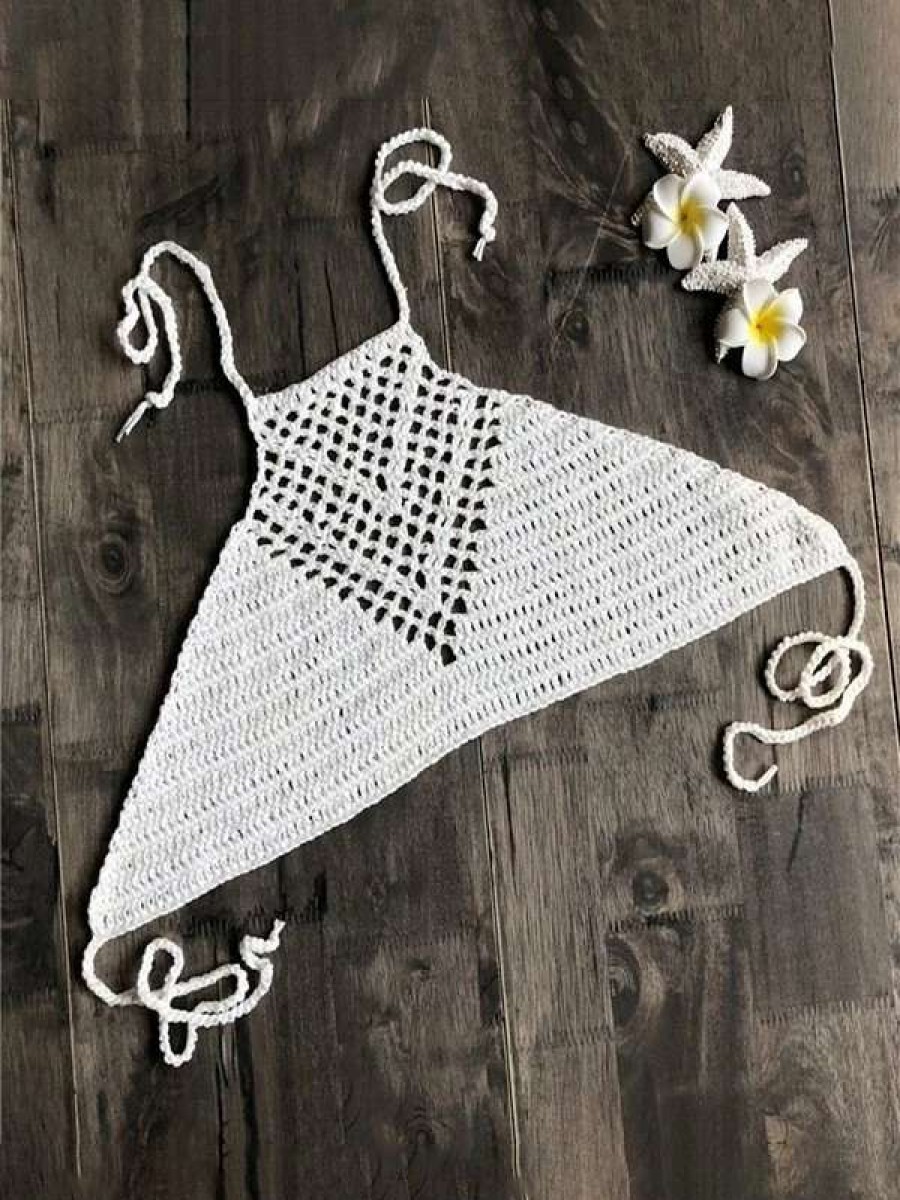 Bikini Tops * | Emmiol Crochet Knitted Halter Bikini Top