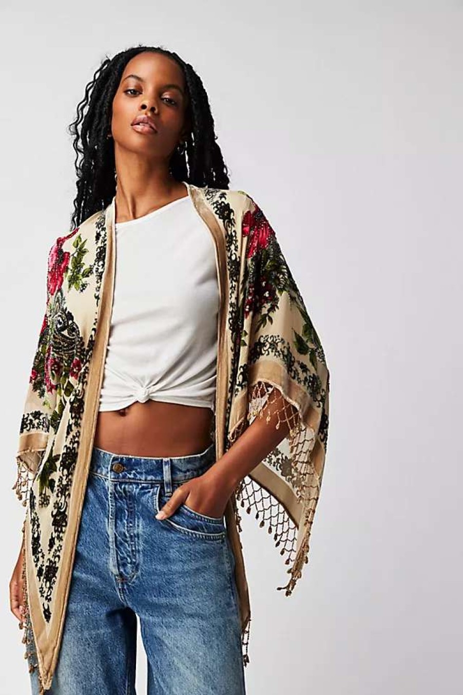 Jackets * | Free People Last Call Velvet Butterfly Kimono