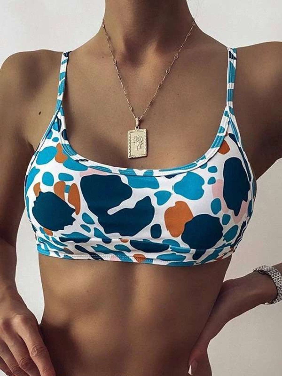 Bikini Tops * | Emmiol Geometric Print Longline Bikini Top