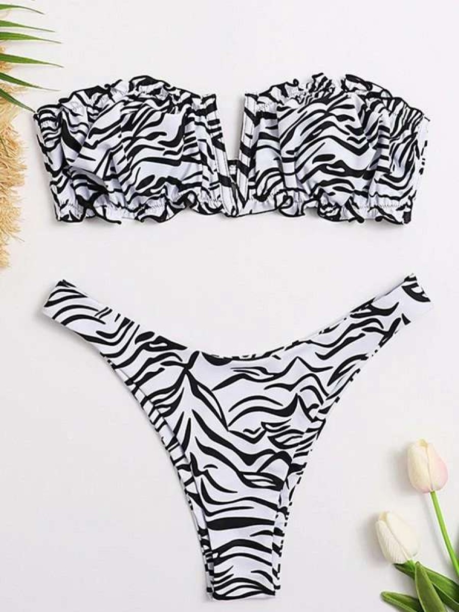 Bikini Sets * | Emmiol Animal Print Bandeau Bikini Set